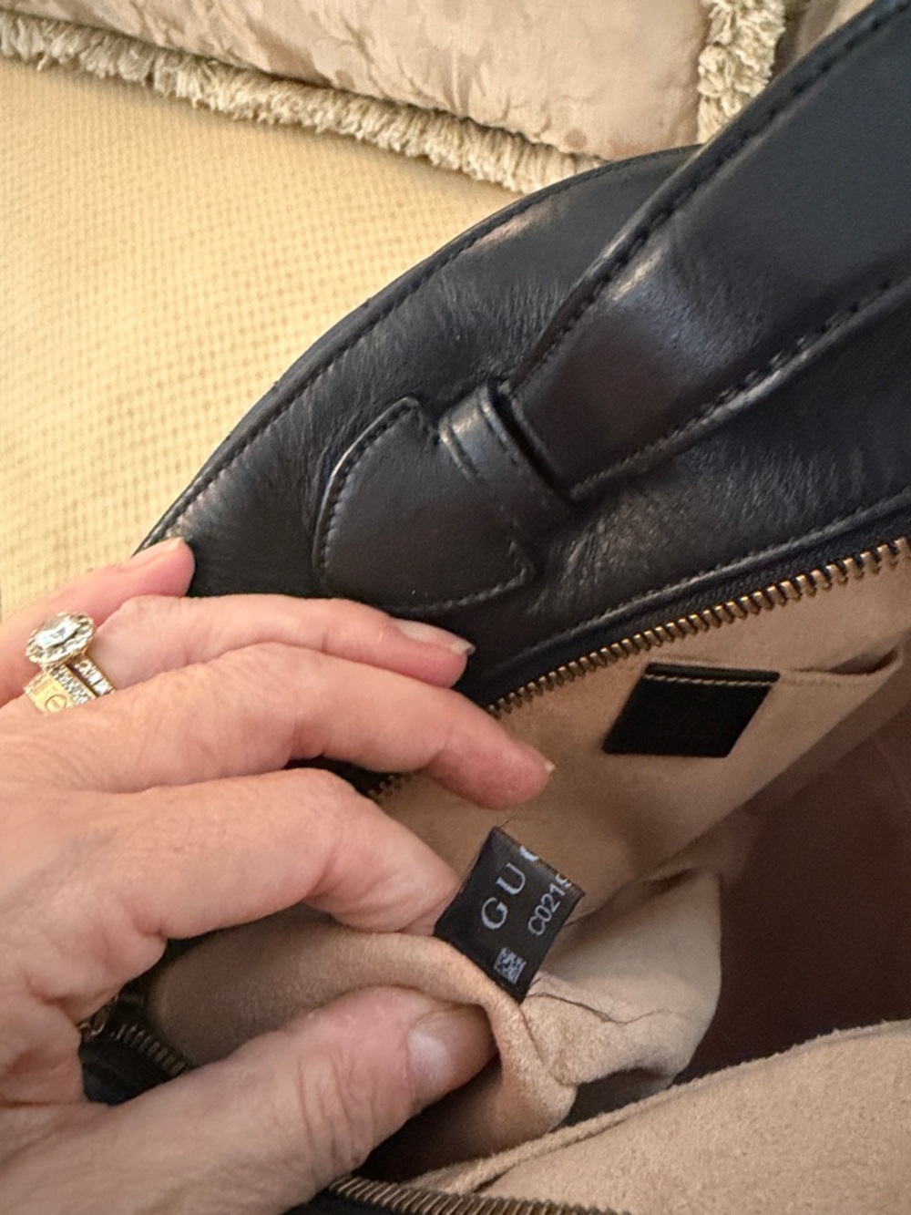 Gucci Black Chevron GG Marmont Mini Backpack with Gold Hardware. - Picture 10 of 12